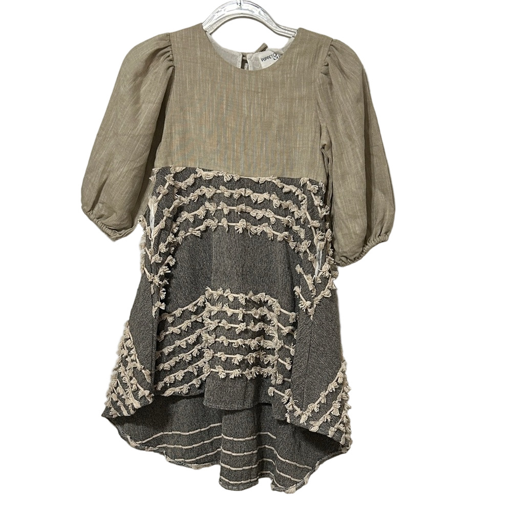 🐼POPPET & FOX Stylish Kids Dress with Textured Design size 7 NWT..